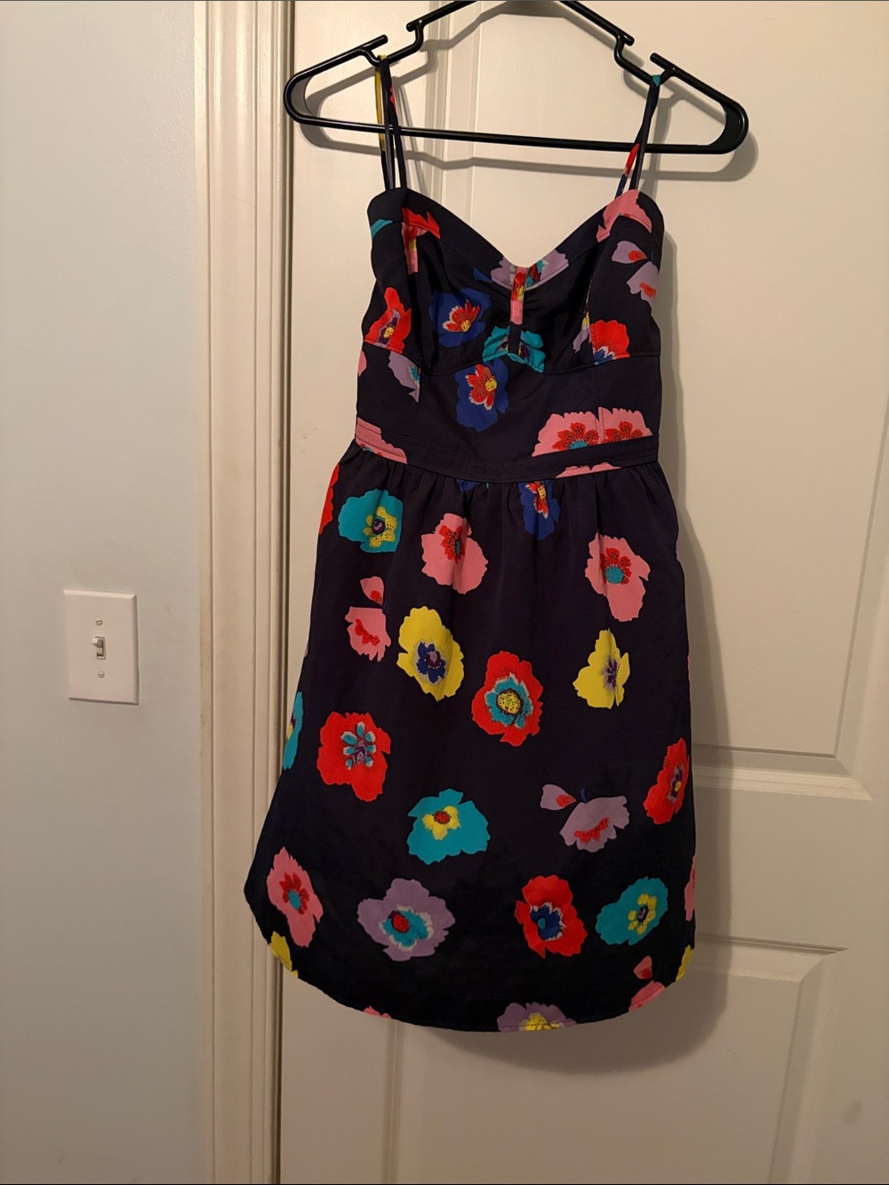 American Eagle Outfitters Navy Floral Spaghetti-Strap Sundress